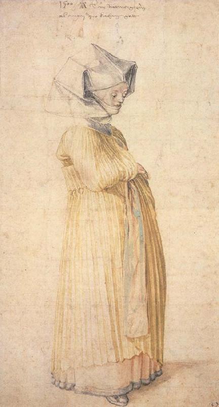 Albrecht Durer A Nuremberg lady Dressed to go to Church Germany oil painting art